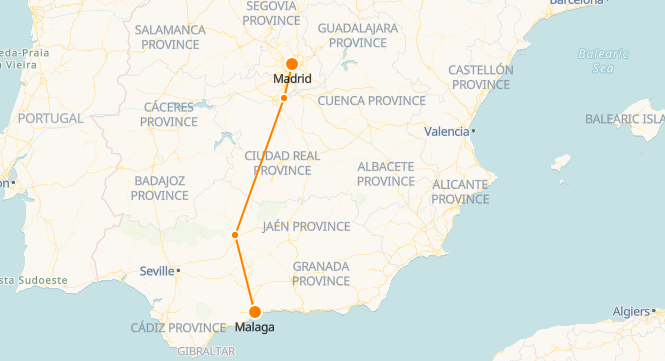 Madrid to Malaga Train Route